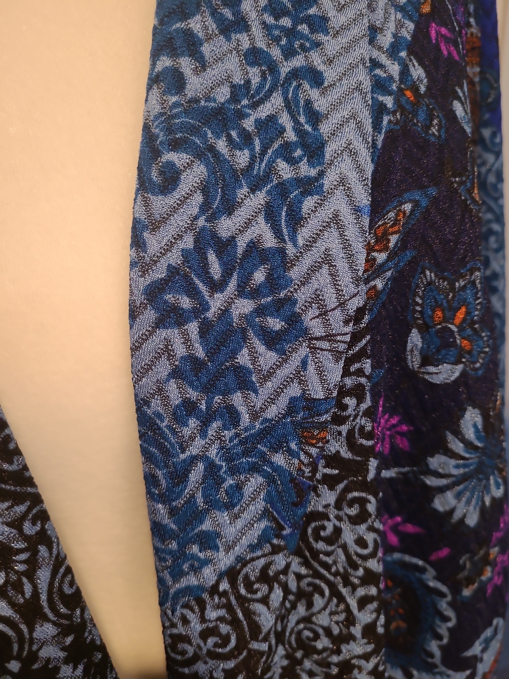 Susan Graver Blue Multi-Pattern Long Trench Coat - Picture 9 of 12